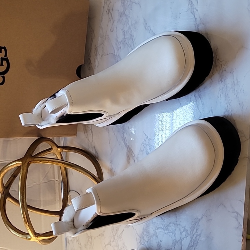 UGG NEUMEL SHEARLING PLATFORM CHELSEA BOOTS WHITE SZ 10 - Picture 12 of 17